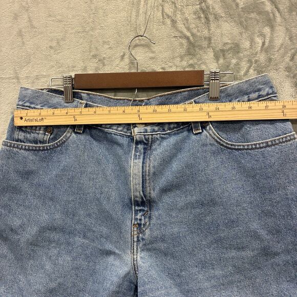 Vintage Womens Levi 555 Denim Shorts Size 16 35x6 Stretch 10' Rise Y2K - Picture 4 of 6